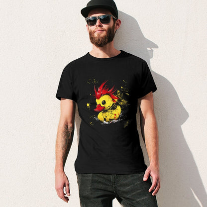 Inkmay Casual  Cotton T-shirt Stylish Duck With Red Hair Splatter Unisex T-shirtLifestyleLine ClassicStyle T-Shirt