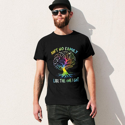 Inkmay Casual  Cotton T-shirt Family Tree With Colorful Words Unisex T-shirtEverydayWear Series T-Shirt