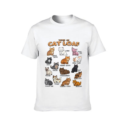 Inkmay Casual Cotton T-shirt Cat Loaf Types Illustrated Cartoonishly Unisex T-shirtRegularFit Durable T-Shirt