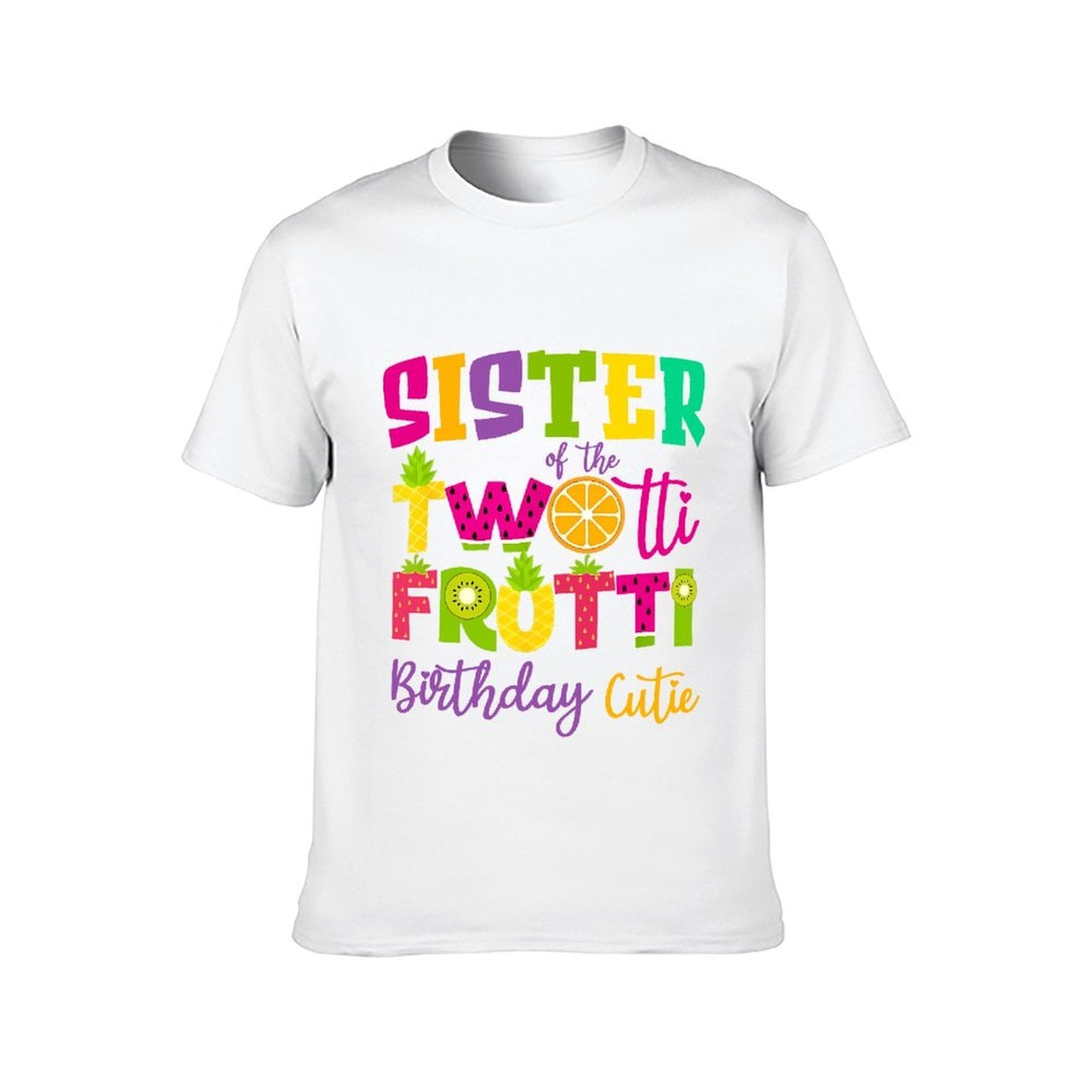 Inkmay Casual Cotton T-shirt Twot Fruitti Colorful Fruit Pattern Design Unisex T-shirtYearRound Classic Fit T-Shirt