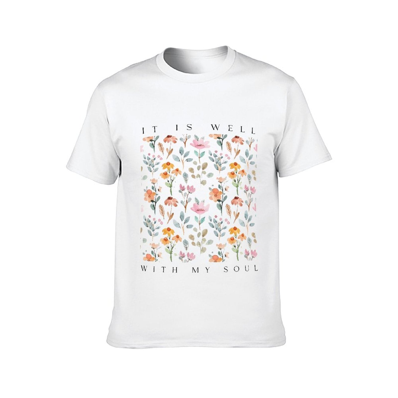 Inkmay Casual Cotton T-shirt Floral Pattern With Soft Colors And Unisex T-shirtComfortLine Premium Finish T-Shirt