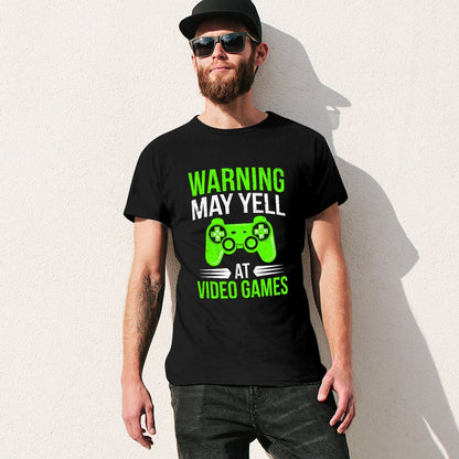Inkmay Casual  Cotton T-shirt Green Game Controller On White Background Unisex T-shirt