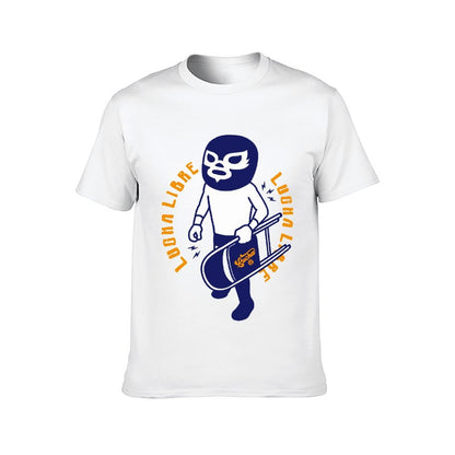 Inkmay Casual Cotton T-shirt Lucha Libre Mask With Guitar Design Unisex T-shirtActiveStyle Solid T-Shirt