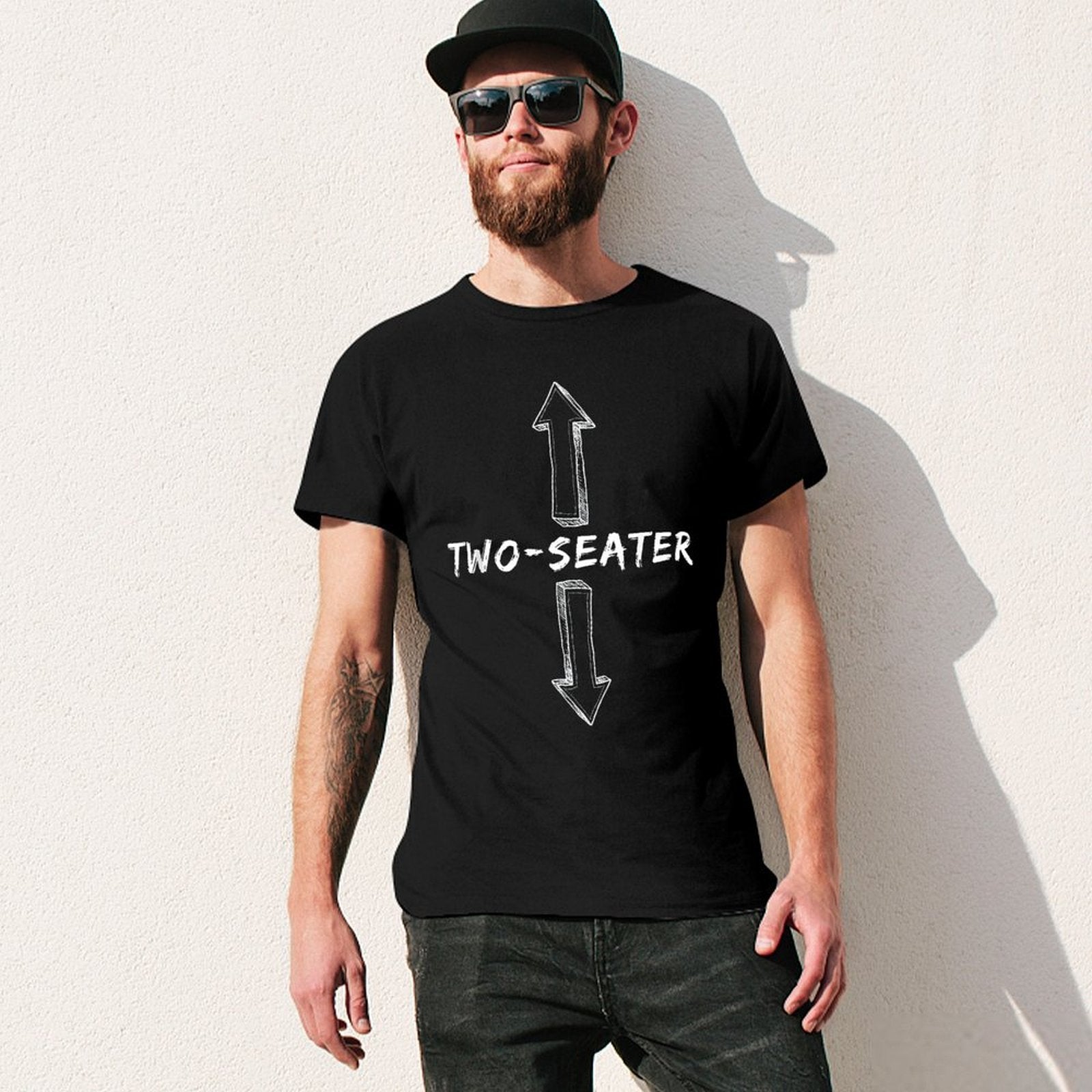 Inkmay Casual  Cotton T-shirt Two Seater Arrows On Gray Background Unisex T-shirtClassicStyle Printed T-Shirt