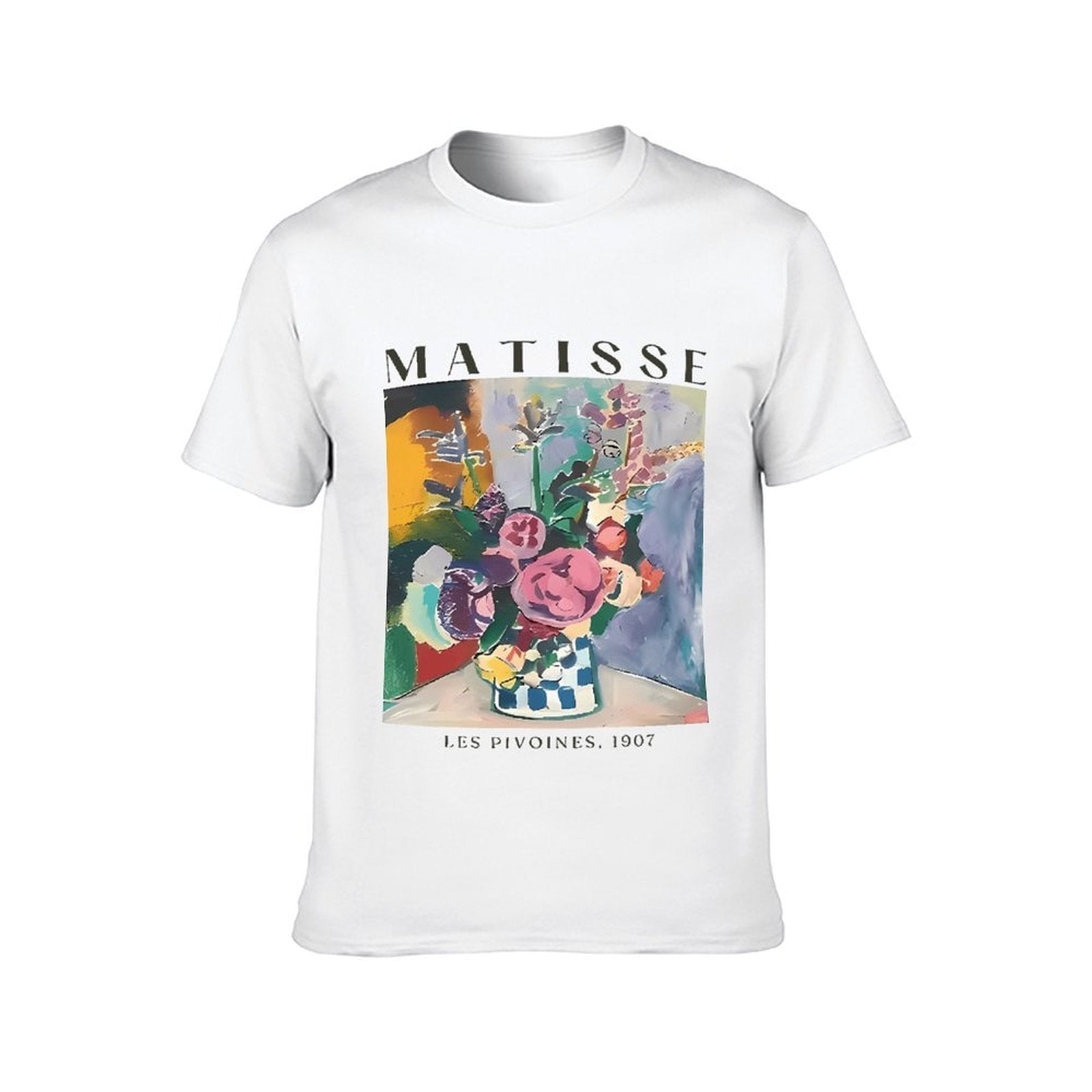 Inkmay Casual Cotton T-shirt Abstract Floral Art With Bold Colors Unisex T-shirtBreathable Bold T-Shirt