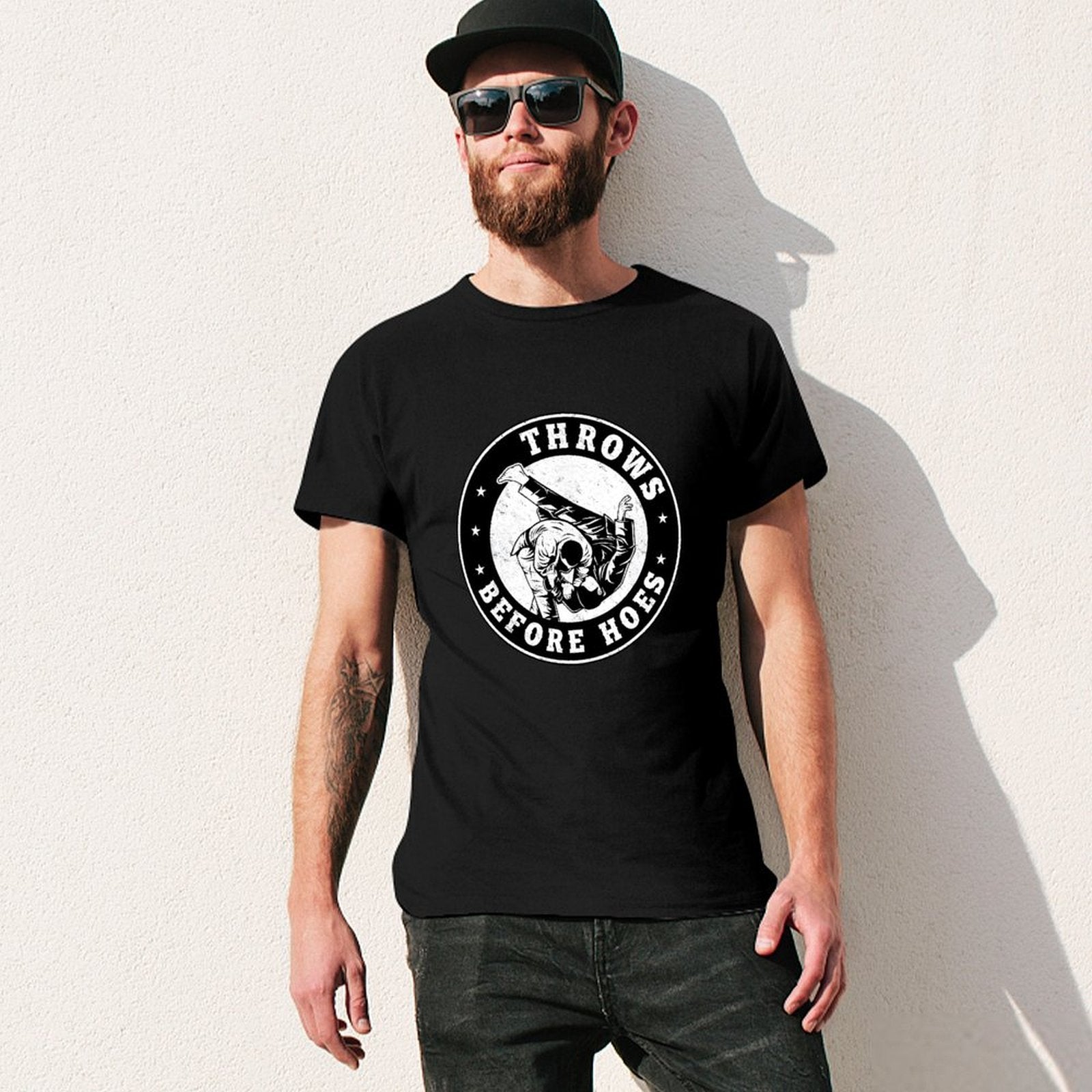 Inkmay Casual  Cotton T-shirt Throws Before Hoes Skull Design Artwork Unisex T-shirtSmooth Performance T-Shirt