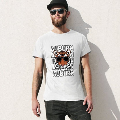 Inkmay Casual  Cotton T-shirt Auburn Tiger With Sunglasses Pattern Print Unisex T-shirtSeamless ClassicSeries T-Shirt