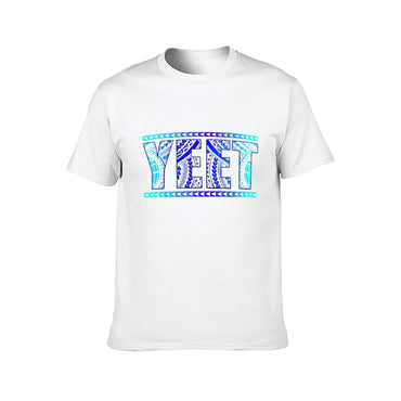 Inkmay Casual Cotton T-shirt Bold Blue Tribal Art Print Design Unisex T-shirtHigh-Quality RelaxFit T-Shirt