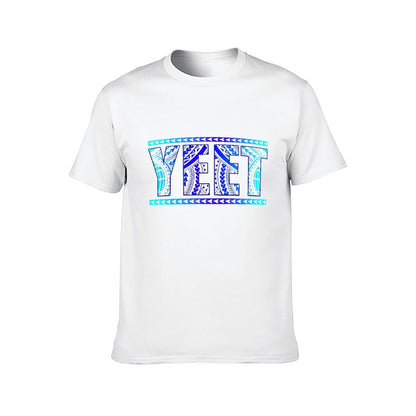 Inkmay Casual Cotton T-shirt Bold Blue Tribal Art Print Design Unisex T-shirtHigh-Quality RelaxFit T-Shirt