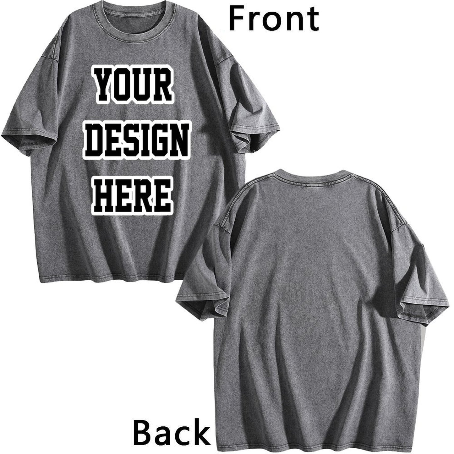230gsm Printed 100% Cotton Pre-washed T-Shirt, Front Print in Dark Gray