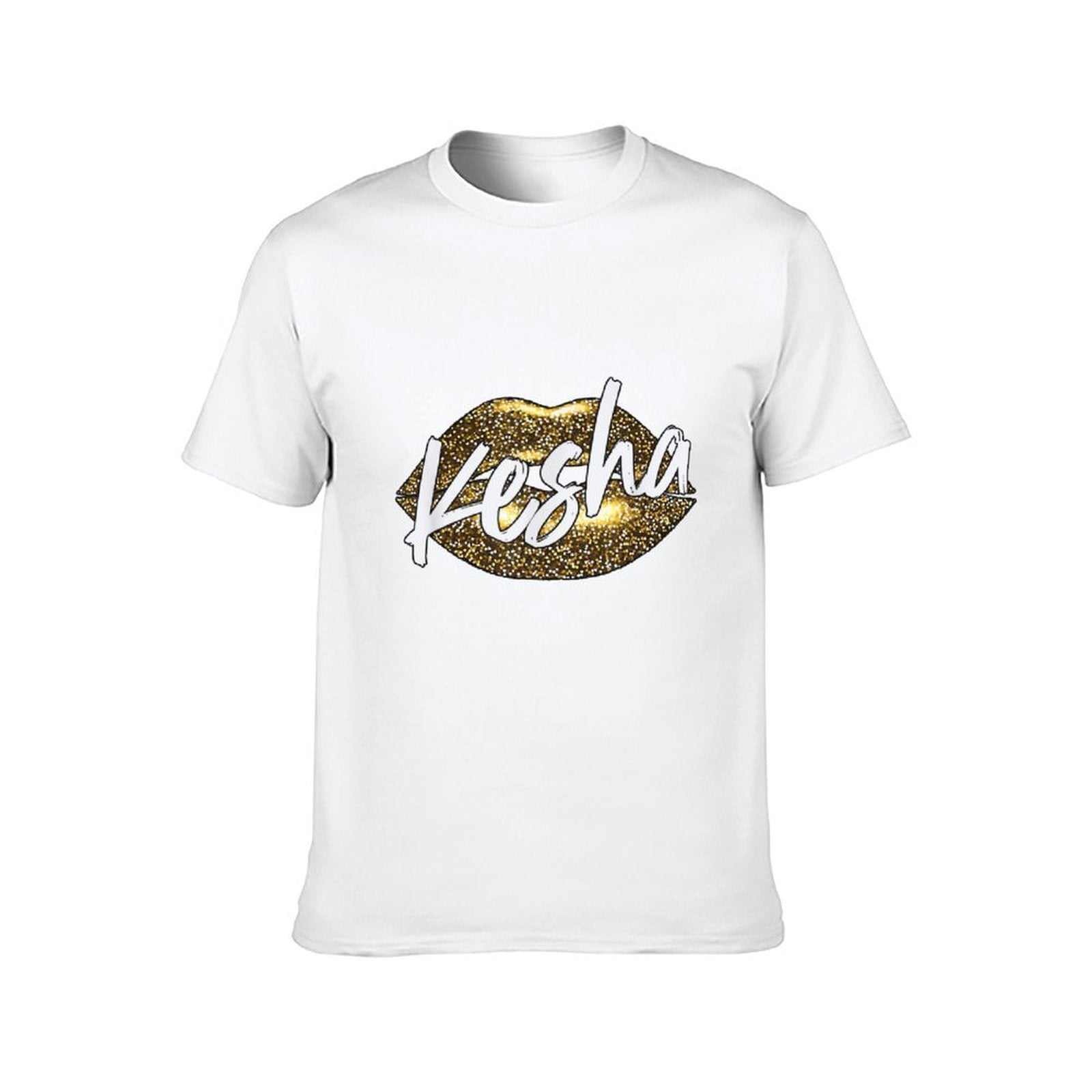 Inkmay Casual Cotton T-shirt Golden Lips With Kesha Written Unisex T-shirtSmoothWear Crewneck T-Shirt