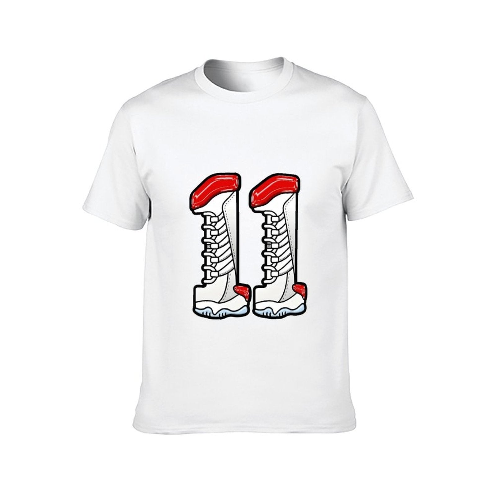 Inkmay Casual  Cotton T-shirt White Boots With Red Accents Unisex T-shirtPure Fundraising T-Shirt