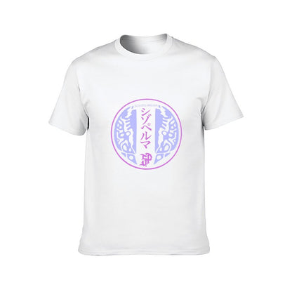 Inkmay Casual Cotton T-shirt Abstract Pink And Blue Wavy Design Unisex T-shirtPocket Tee Classic Fit T-Shirt