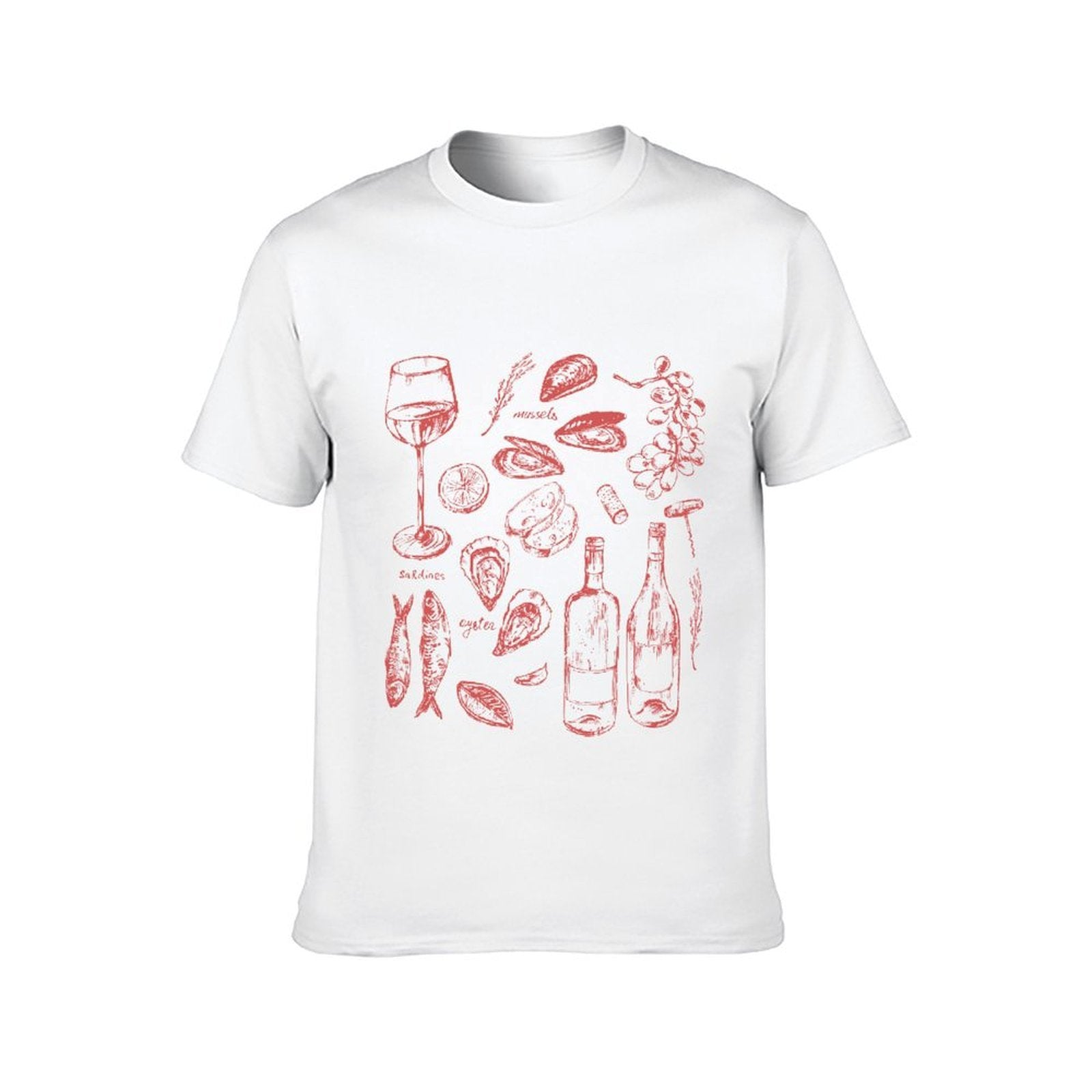 Inkmay Casual Cotton T-shirt Solid Red Background No Patterns Unisex T-shirtEverydaySeries Promotional T-Shirt