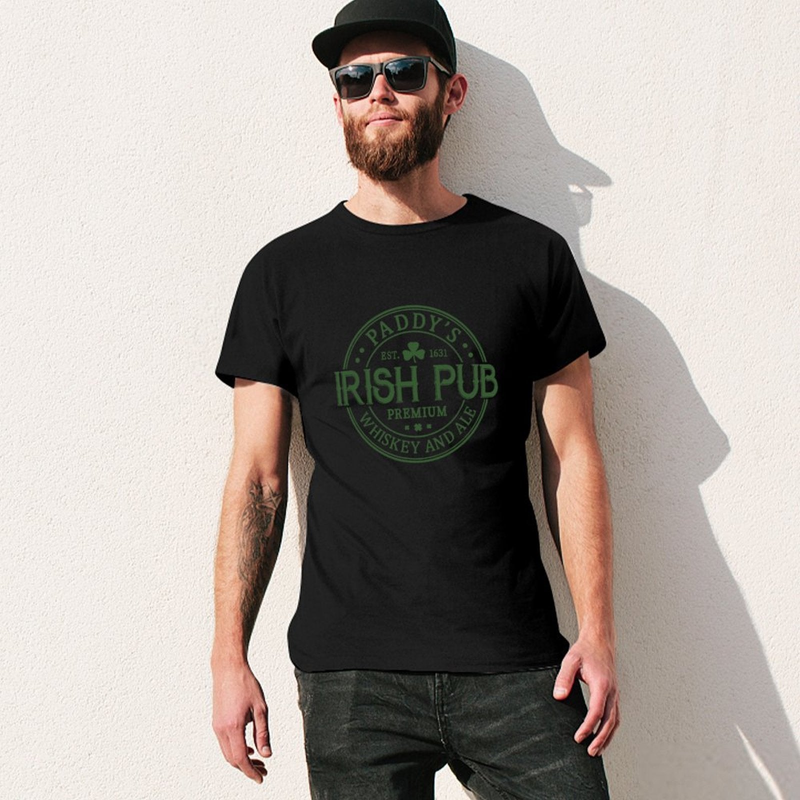 Inkmay Casual  Cotton T-shirt Solid Green Background No Patterns Unisex T-shirtChill Seamless T-Shirt