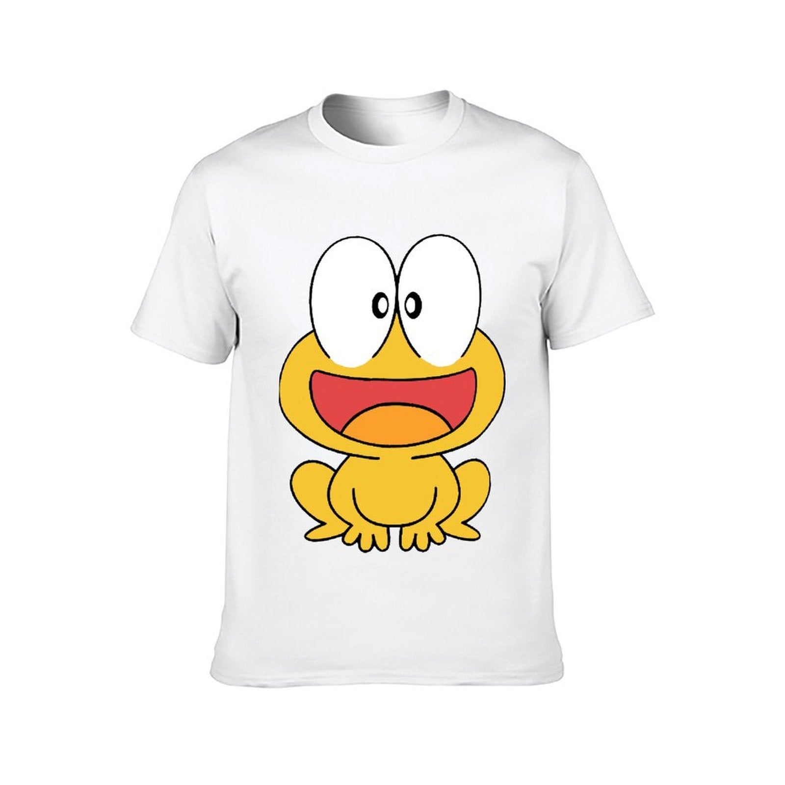 Inkmay Casual Cotton T-shirt Cute Yellow Frog With Big Eyes Unisex T-shirtPocket Tee Soft-Touch T-Shirt