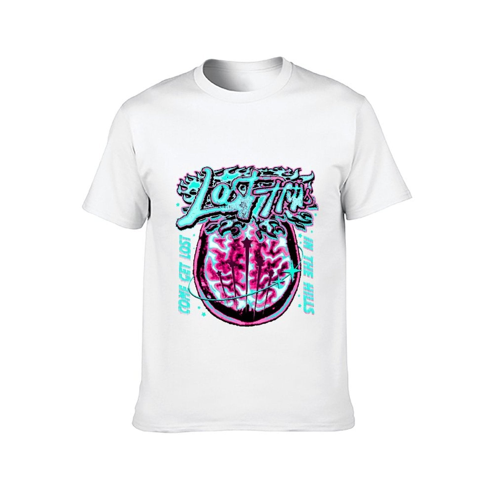 Inkmay Casual Cotton T-shirt Lost Art Brain Design Print Artwork Unisex T-shirtEasyWear Wrinkle-Free T-Shirt