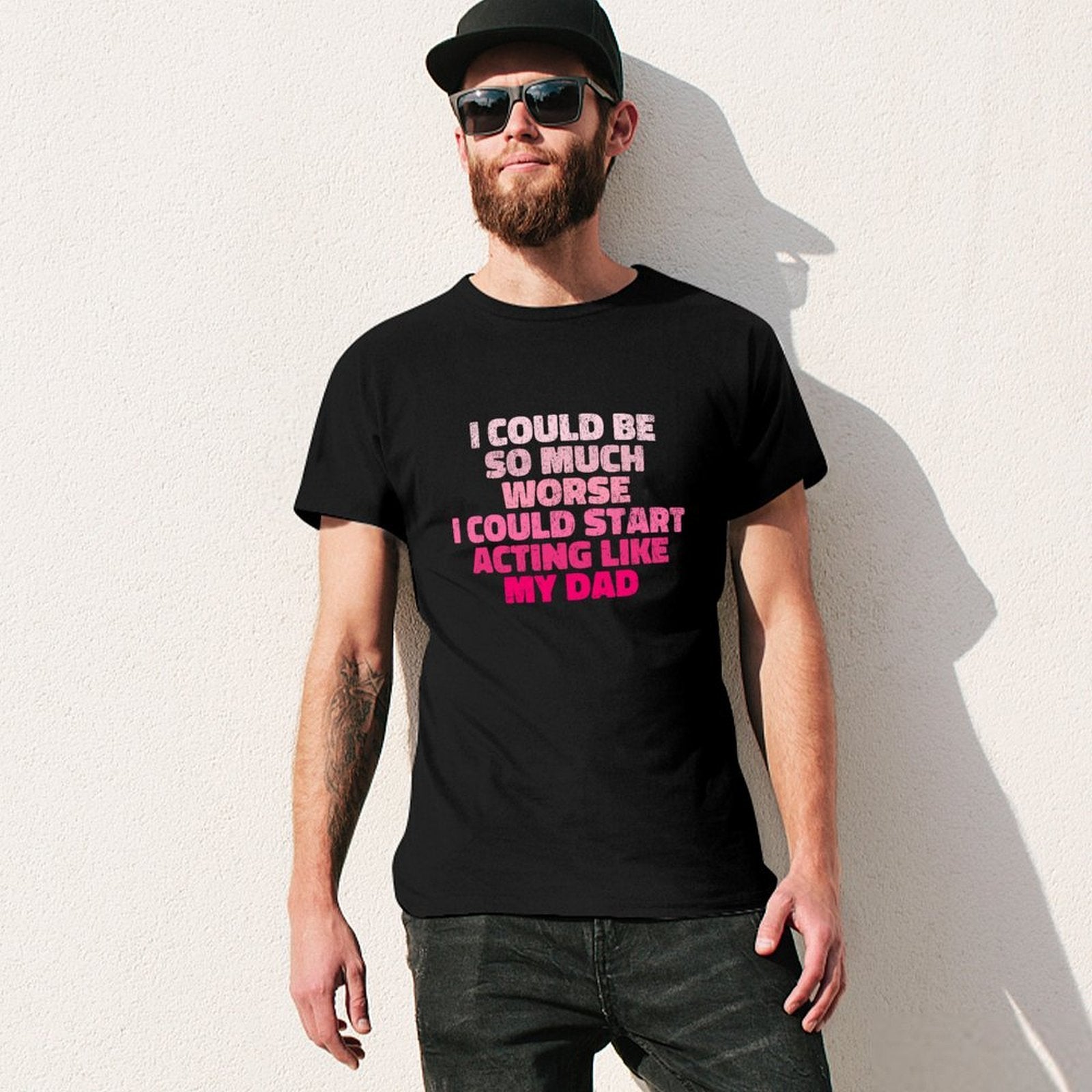Inkmay Casual  Cotton T-shirt Abstract Pink Layers Form Unique Design Unisex T-shirtLooseFit Performance T-Shirt