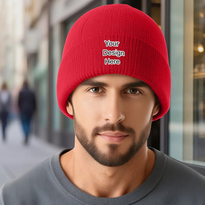 Custom red knitted hat
