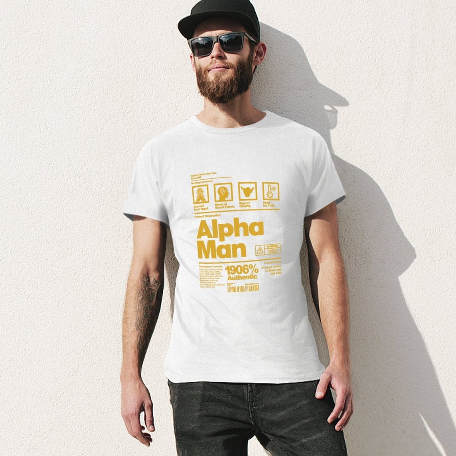 Inkmay Casual  Cotton T-shirt Abstract Geometric Shapes On Yellow Background Unisex T-shirtUltra Durable Premium T-Shirt