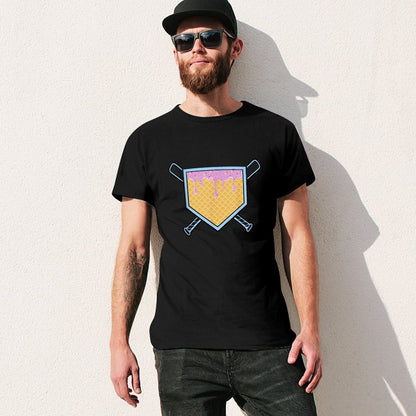 Inkmay Casual  Cotton T-shirt Ice Cream Dripping On Waffle Unisex T-shirtOversized Premium T-Shirt