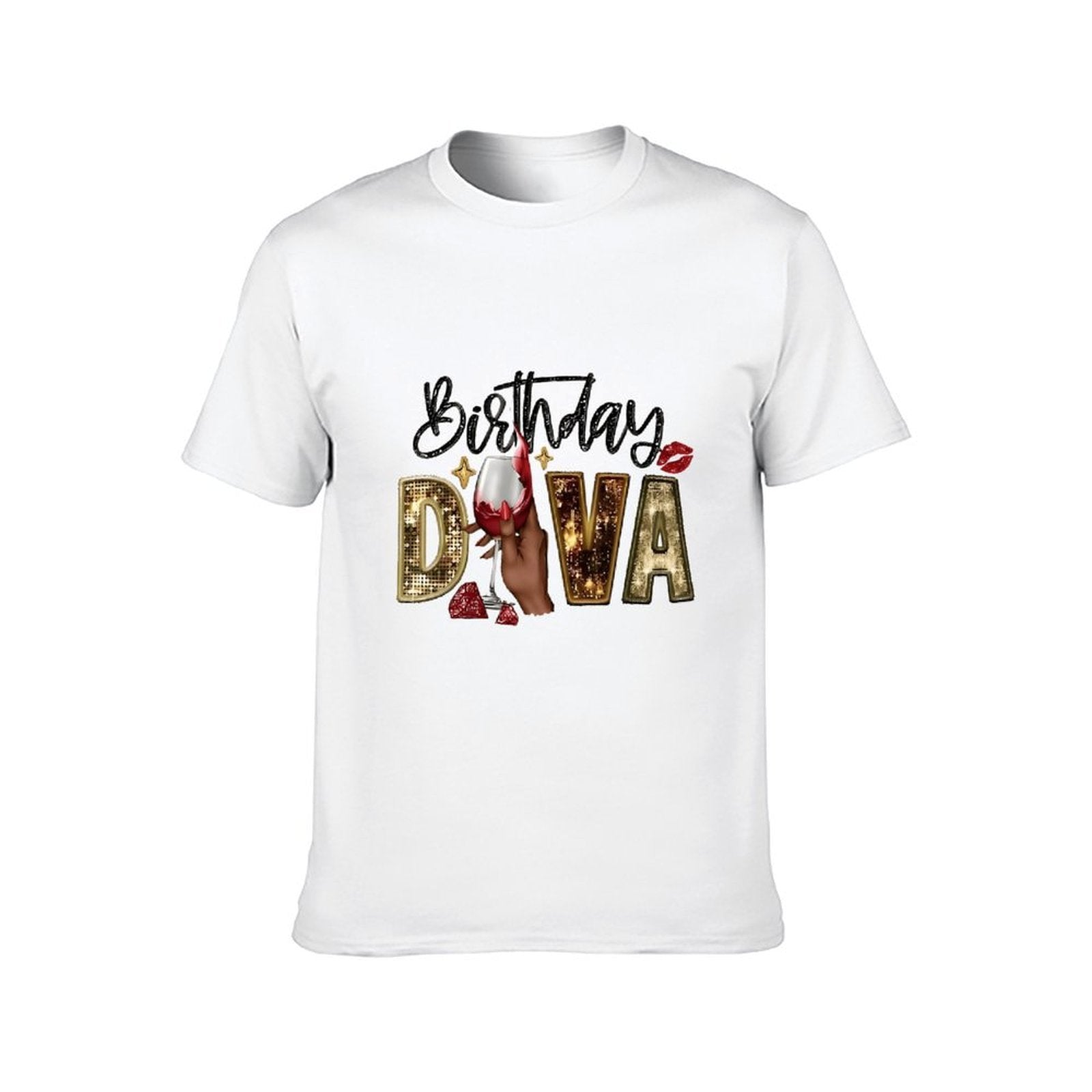 Inkmay Casual Cotton T-shirt Birthday Diva Sparkling Gold And Red Unisex T-shirtPremium Finish Modern T-Shirt
