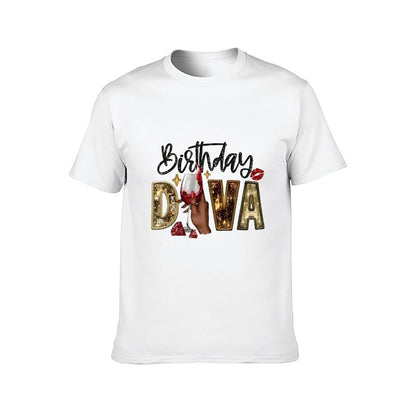 Inkmay Casual Cotton T-shirt Birthday Diva Sparkling Gold And Red Unisex T-shirtPremium Finish Modern T-Shirt