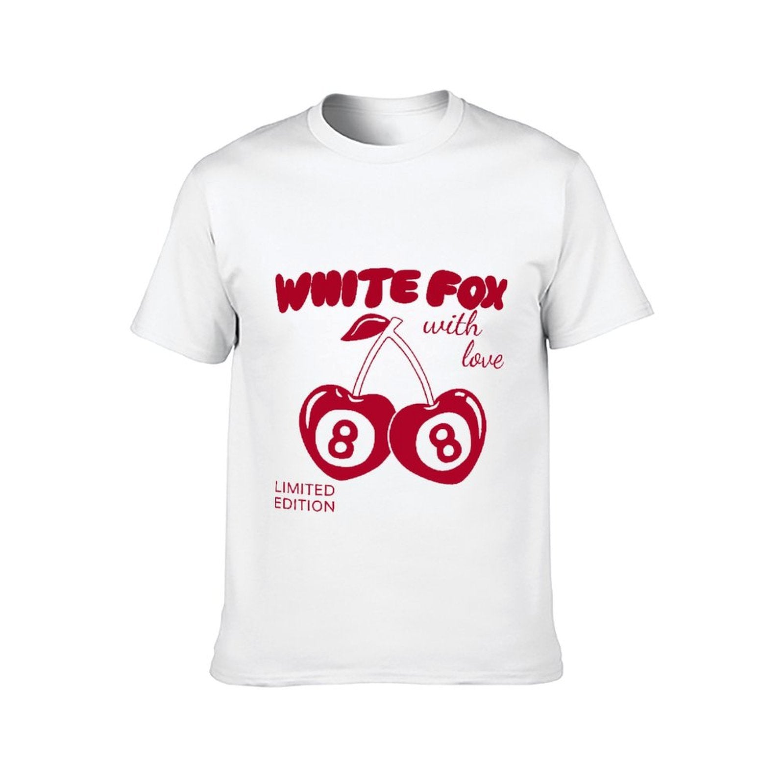 Inkmay Casual Cotton T-shirt Cherry Pattern Prints In Red Color Unisex T-shirtSeamless Daily T-Shirt