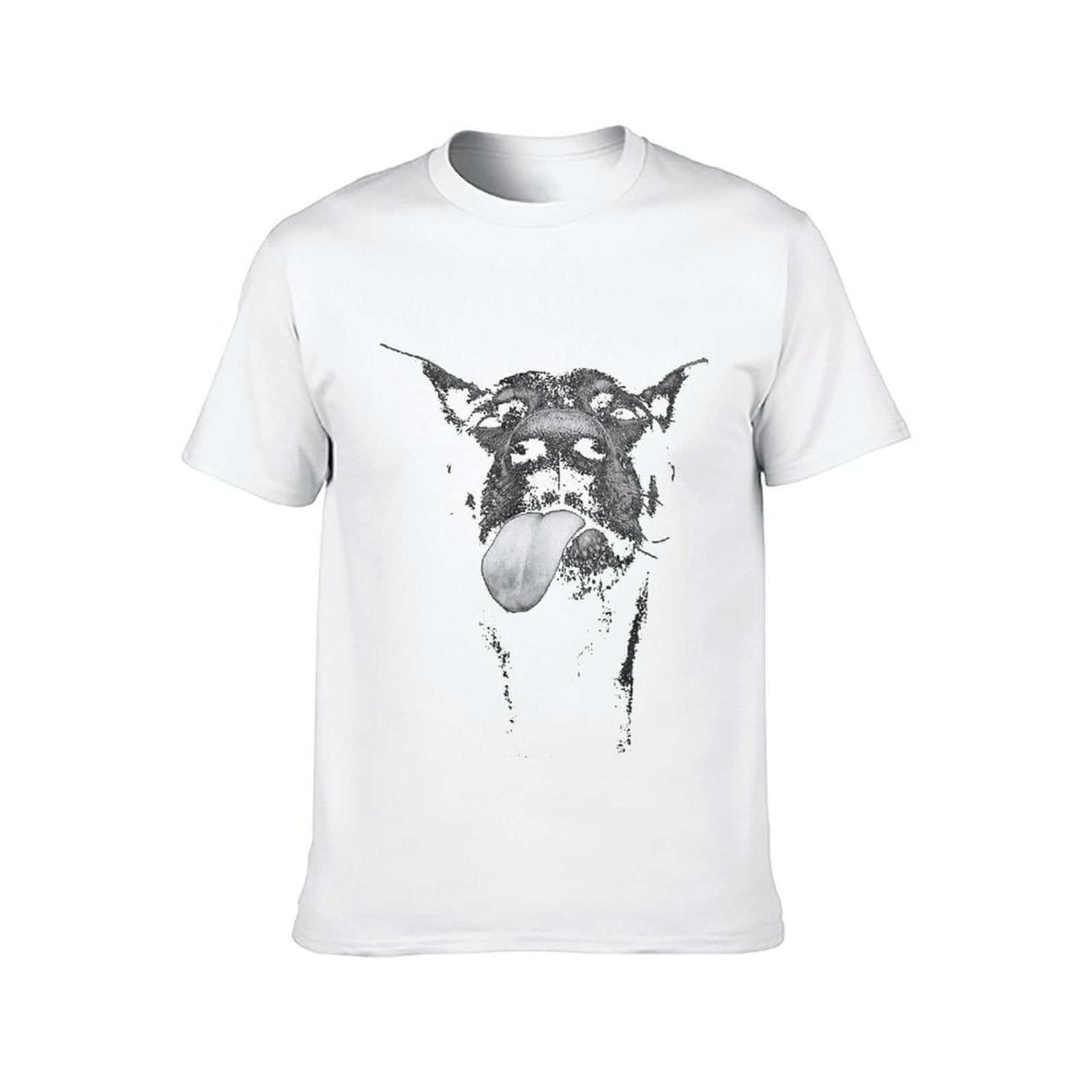 Inkmay Casual Cotton T-shirt Black And White Dog Tongue Out Unisex T-shirtWeekend Soft-Touch T-Shirt