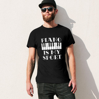Inkmay Casual  Cotton T-shirt Piano Is My Sport Design Art Unisex T-shirtNeutral Daily T-Shirt