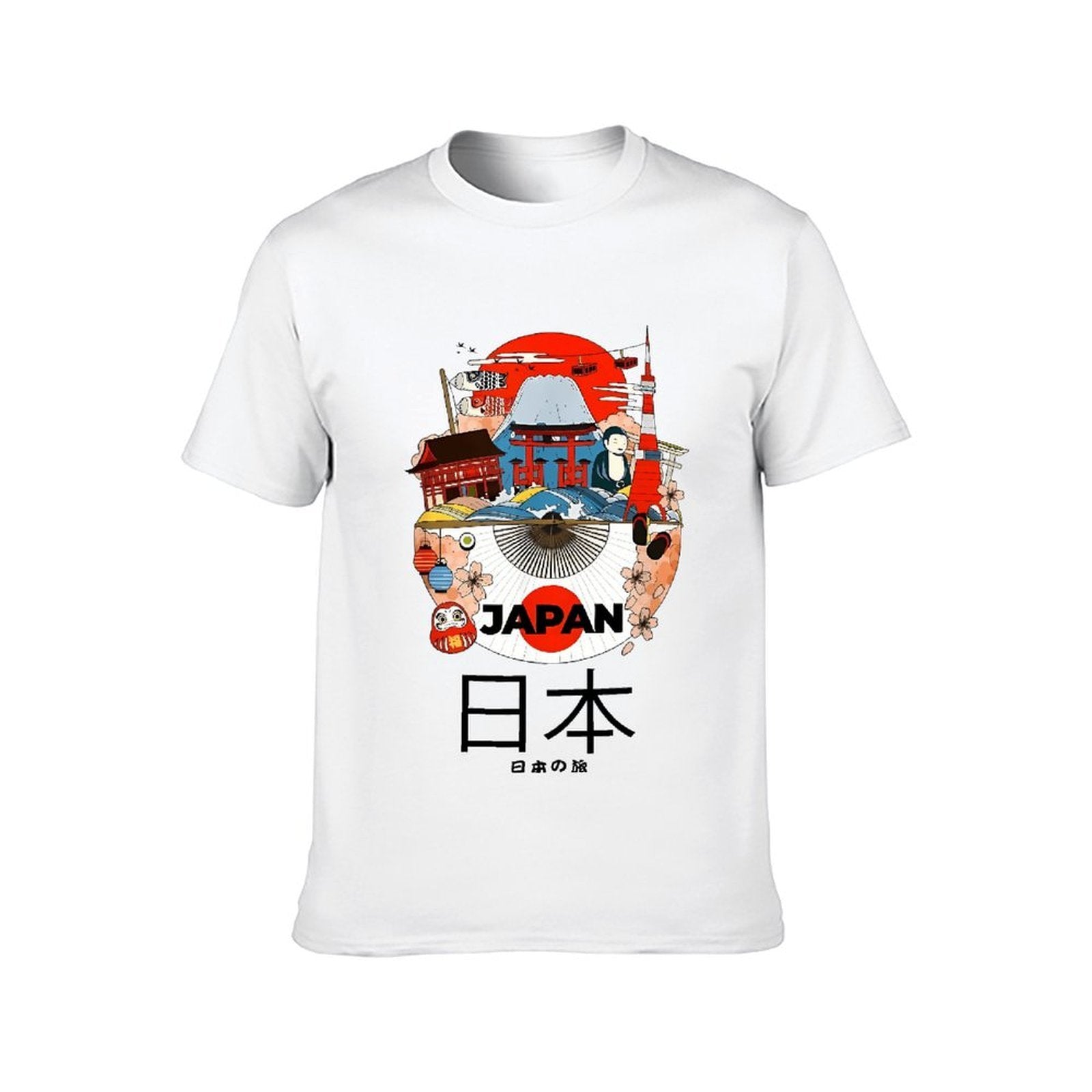 Inkmay Casual Cotton T-shirt Japan Cultural Symbols Artwork Design Print Unisex T-shirtEverydayFit Sport T-Shirt
