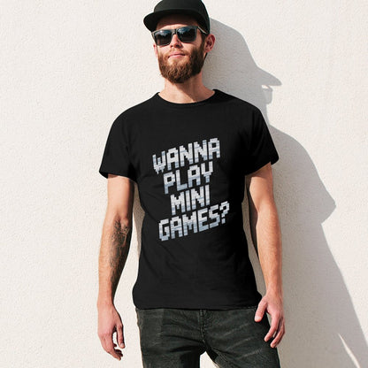 Inkmay Casual  Cotton T-shirt Wanna Play Mini Games Pattern Unisex T-shirtSmooth Feel Relaxed Fit T-Shirt