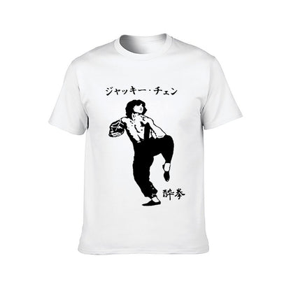 Inkmay Casual Cotton T-shirt Abstract Black Background With White Lines Unisex T-shirtSoftLine StreetStyle T-Shirt