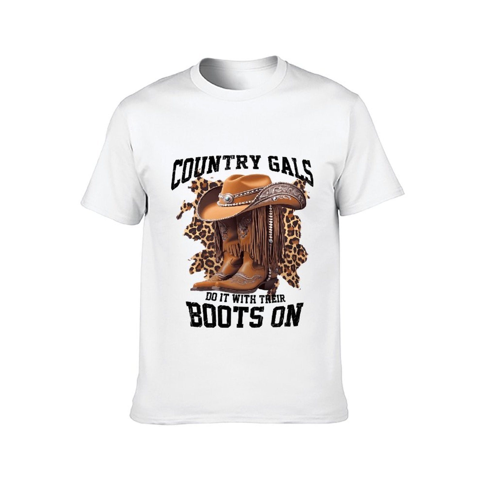 Inkmay Casual Cotton T-shirt Country Gals Leopard Print Boots On Unisex T-shirtStrong Edition T-Shirt
