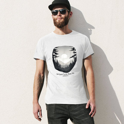 Inkmay Casual  Cotton T-shirt Forest Landscape With Sun And Trees Unisex T-shirtWeekend Simple T-Shirt