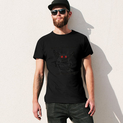 Inkmay Casual  Cotton T-shirt Moth Eating Soup With Red Eyes Unisex T-shirtStandard SmoothWear T-Shirt