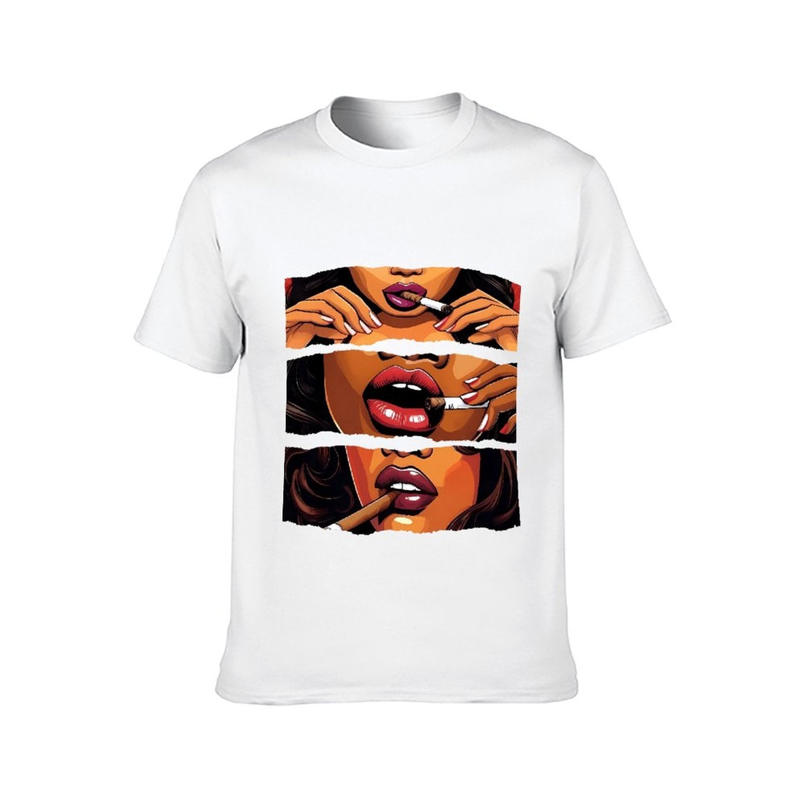 Inkmay Casual Cotton T-shirt Smoking Woman Artistic Pattern Prints Design Unisex T-shirtRecycled Natural T-Shirt