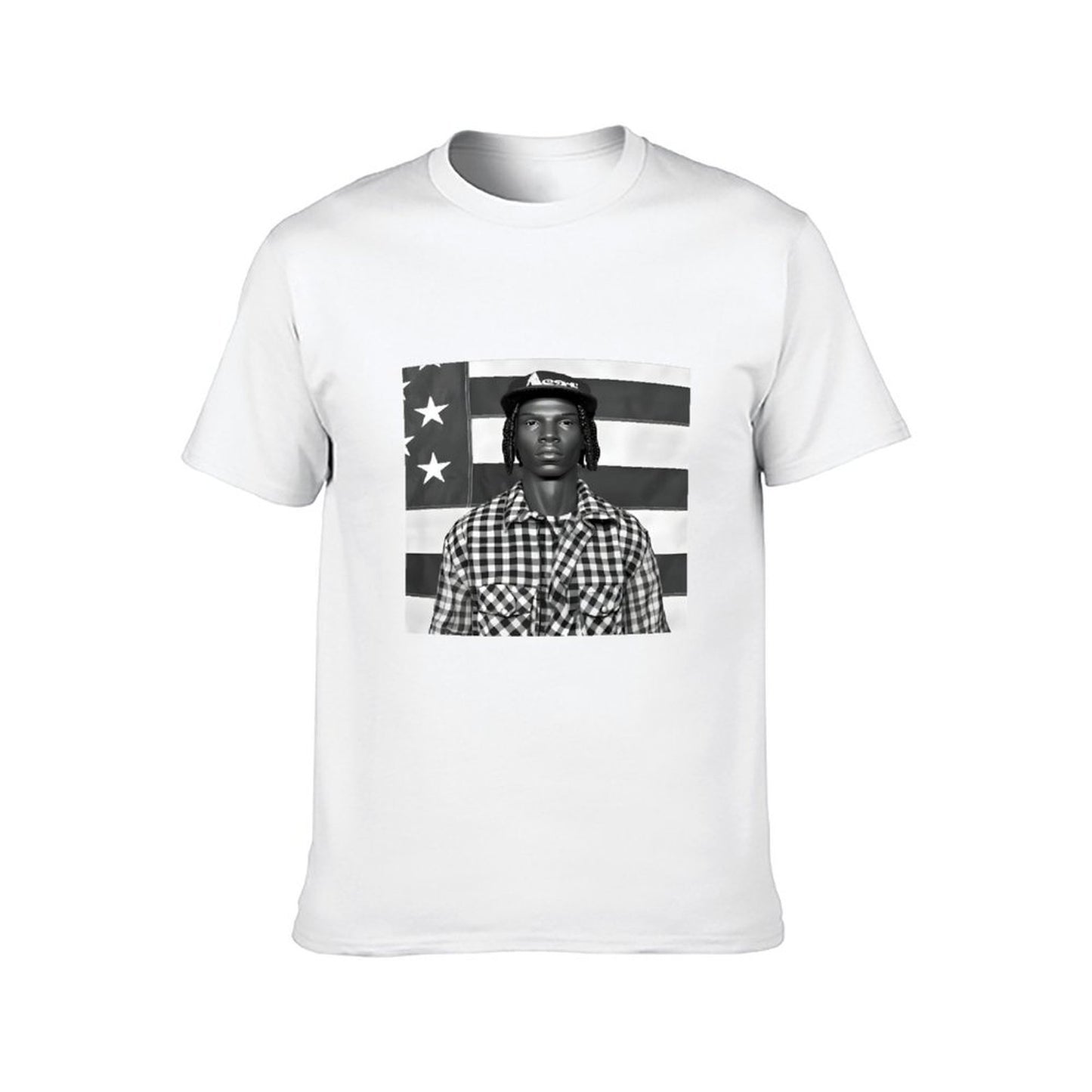 Inkmay Casual Cotton T-shirt Black And White Checkered Pattern Shirt Unisex T-shirt