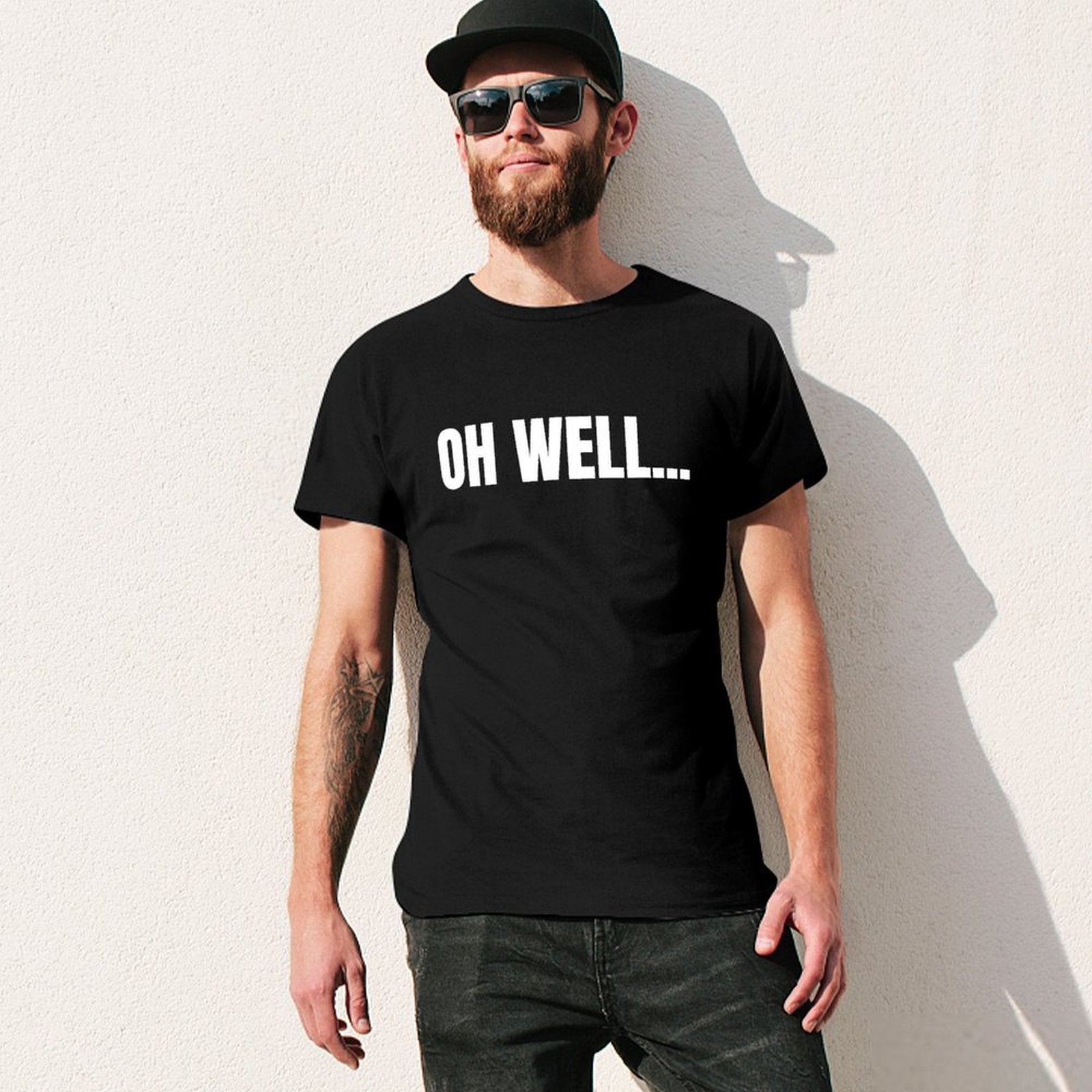 Inkmay Casual  Cotton T-shirt Oh Well Pattern Print Art Design Unisex T-shirtRegular 100% Cotton T-Shirt