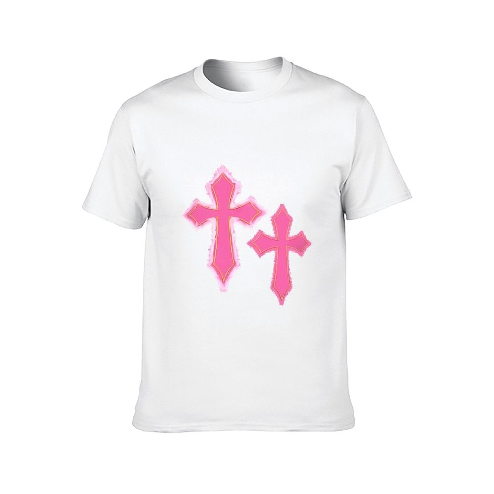 Inkmay Casual Cotton T-shirt Pink Crosses With Fuzzy Edges Unisex T-shirtStudio TimelessStyle T-Shirt