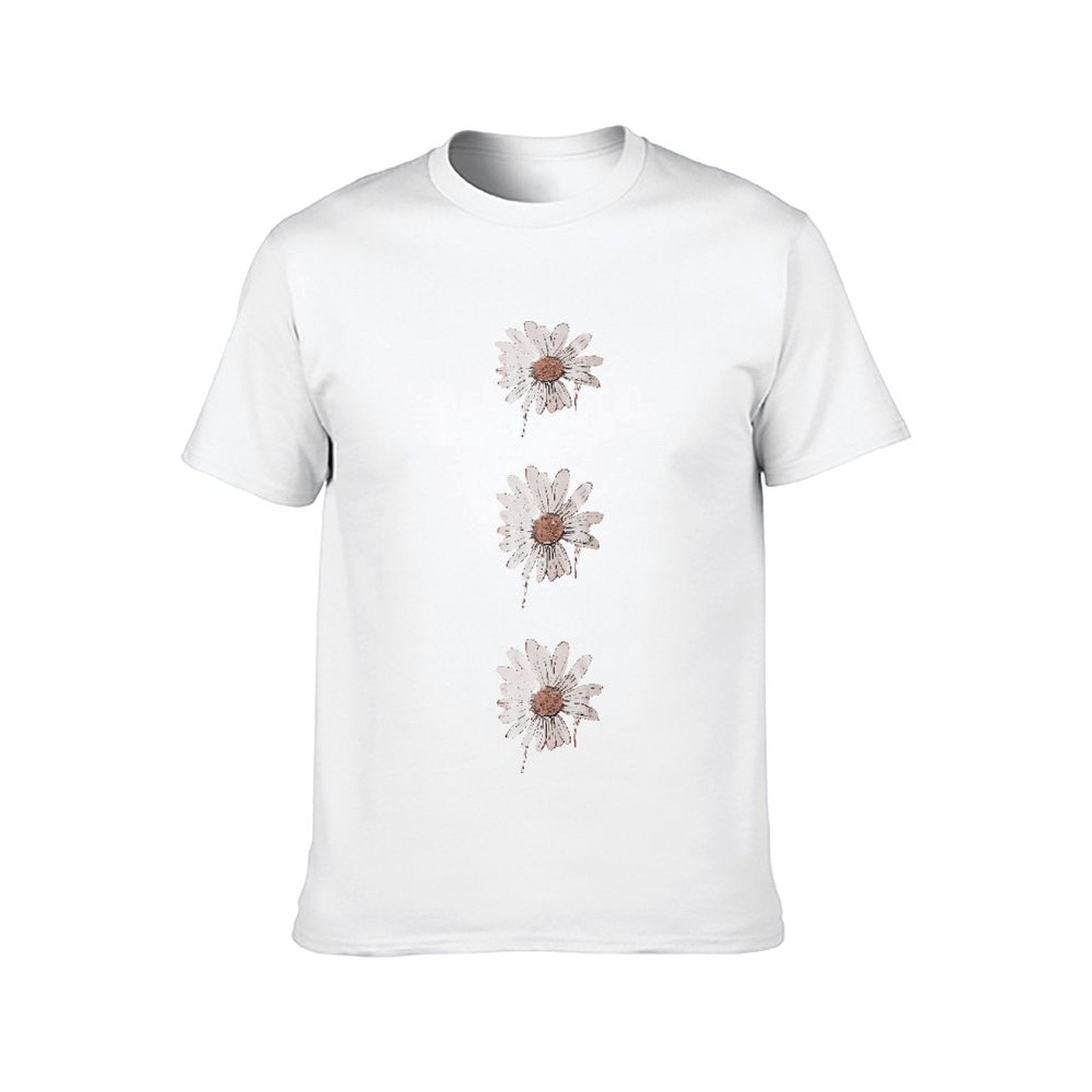 Inkmay Casual Cotton T-shirt Three White Daisies With Brown Centers Unisex T-shirtRelaxFit Essential T-Shirt