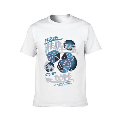 Inkmay Casual Cotton T-shirt Fearless Dice Pattern With Graffiti Art Unisex T-shirt