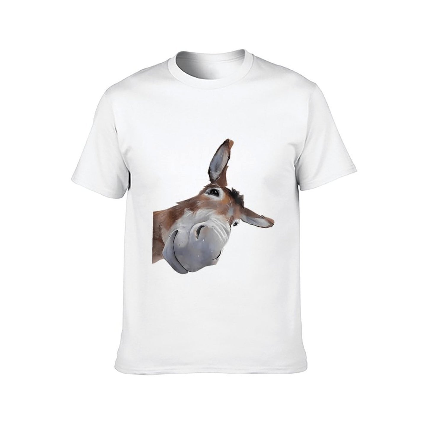 Inkmay Casual Cotton T-shirt Brown And White Donkey Head Print Unisex T-shirt