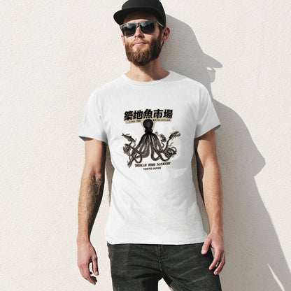 Inkmay Casual  Cotton T-shirt Octopus Design On Fish Market Unisex T-shirtSoftstyle Premium T-Shirt