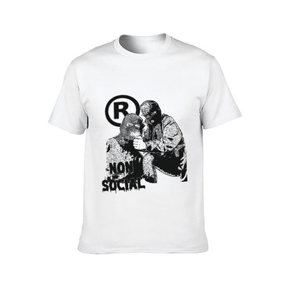 Inkmay Casual Cotton T-shirt Non Social Pattern Prints Art Design Unisex T-shirtClassicStyle ActiveWear T-Shirt