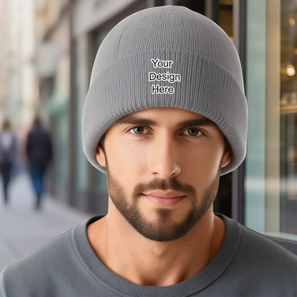 Custom grey knit hat