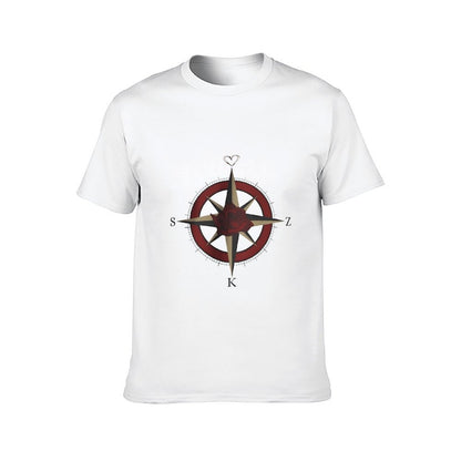 Inkmay Casual  Cotton T-shirt Compass Rose Design With Heart Elements Unisex T-shirtUnisex Crewneck T-Shirt