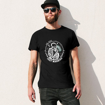 Inkmay Casual  Cotton T-shirt Floral Design With White Flowers Green Unisex T-shirtPerformance PureStyle T-Shirt