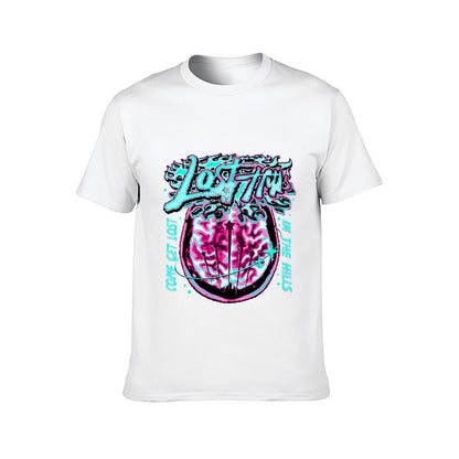 Inkmay Casual Cotton T-shirt Lost Minds Brain Art Print Design Unisex T-shirtSharp Print-Ready T-Shirt