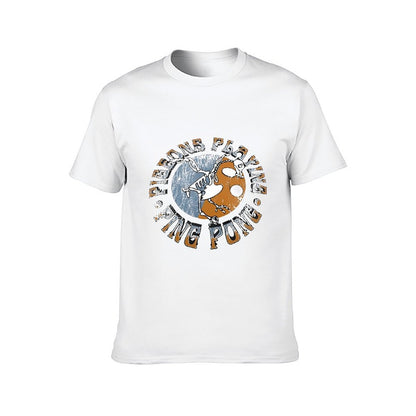 Inkmay Casual Cotton T-shirt Skeleton Playing Beer Pong Game Unisex T-shirtBreathable Oversized T-Shirt